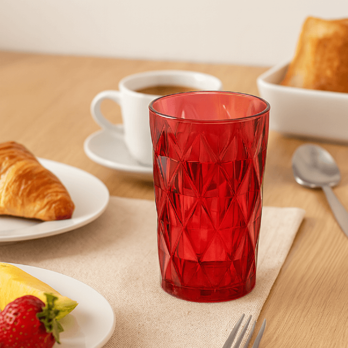 Copo De Vidro Diamond Colorido 320ml Chazak