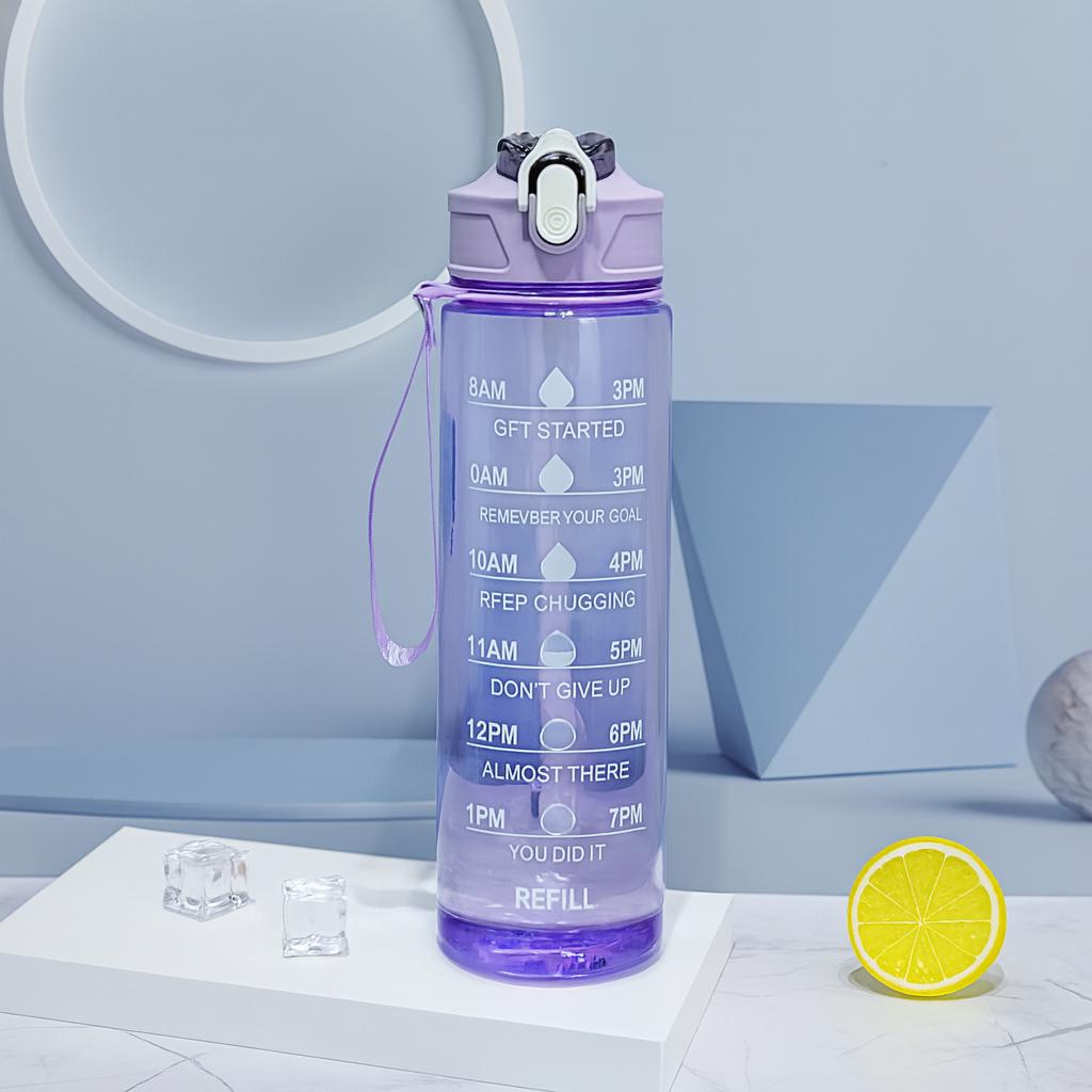 Garrafa Plástica 1L com Canudo Transparente Chazak