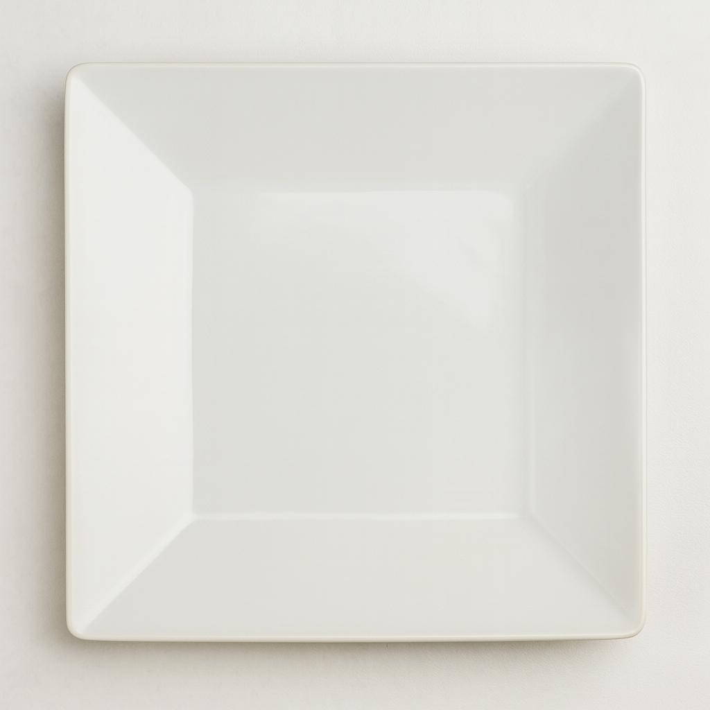 Prato Quadrado Branco 25Cm Utilgoods