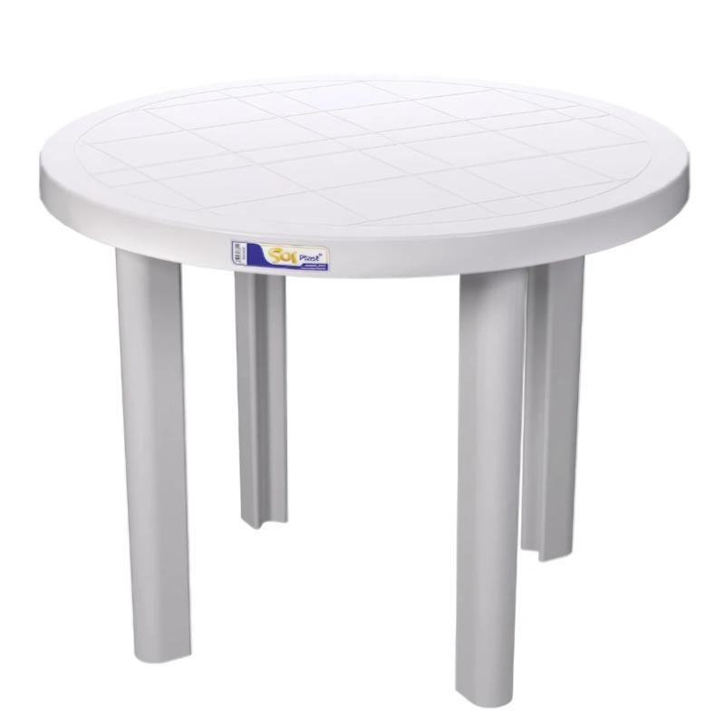Mesa Redonda 90Cm Marceneiro Branca Solplast