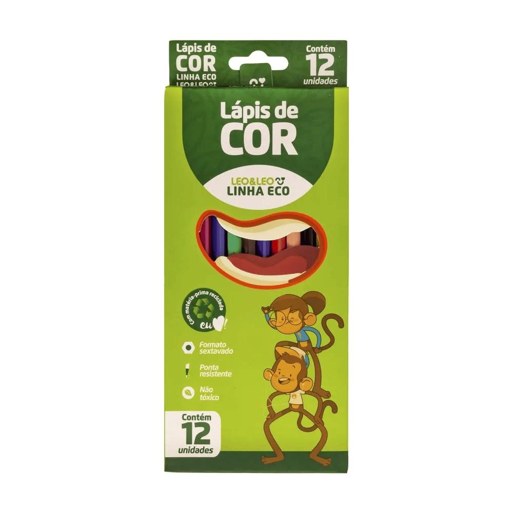 Lápis 12 Cores Sextavado Ecológico Leo E Leo