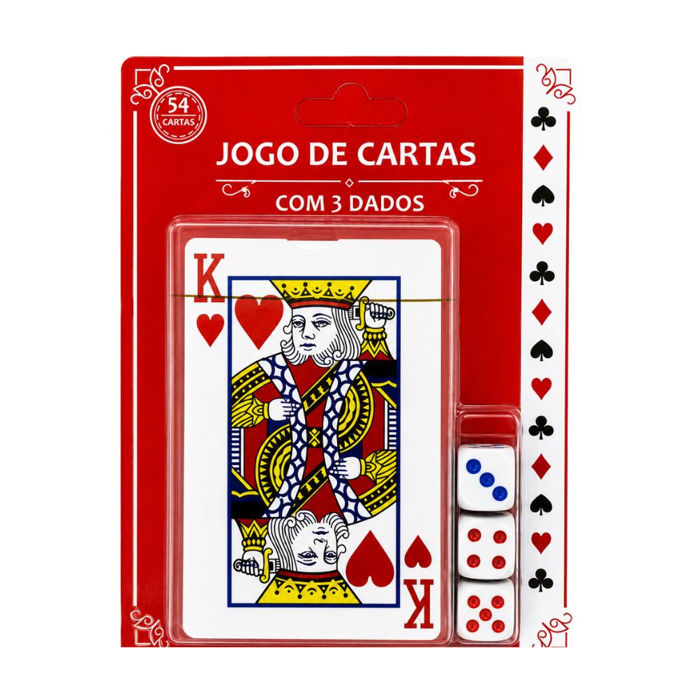 Jogo de Cartas Baralho de Papel com 3 Dados Imporiente