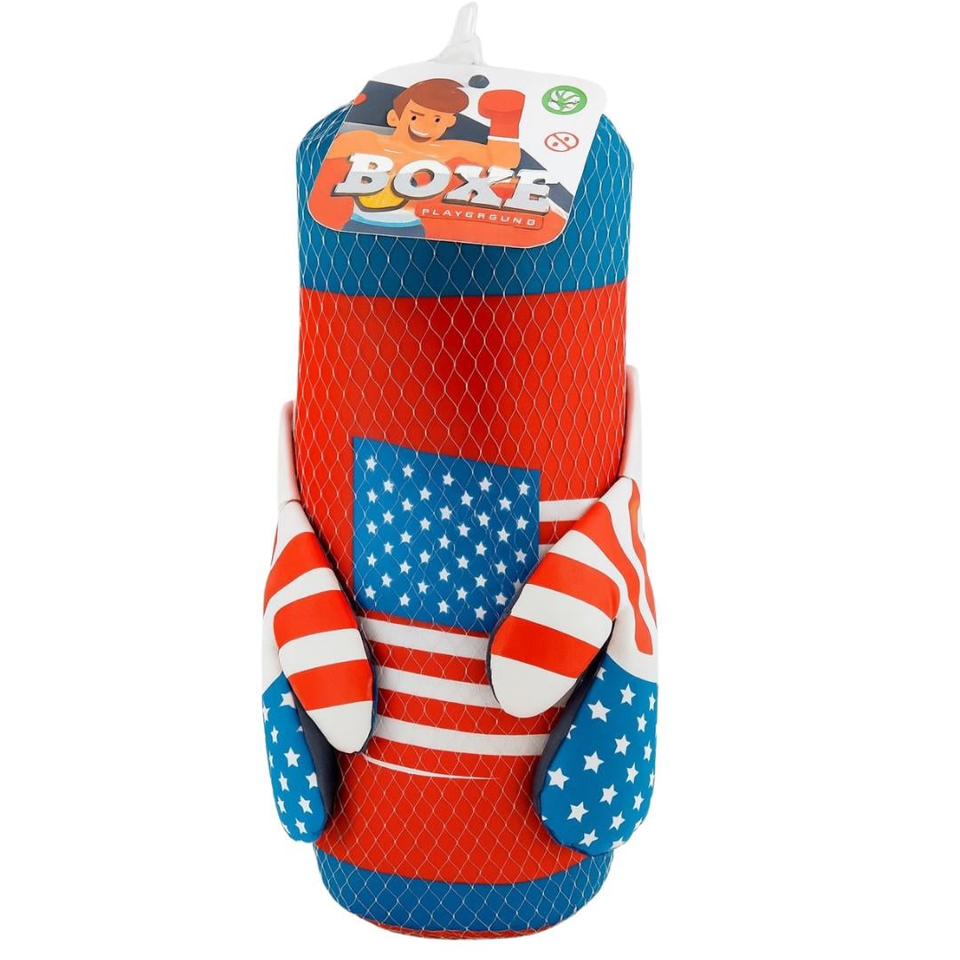 Kit Esportivo Boxe C/Luva Usa Saco Alt 31Cm Arktoys Akt2974