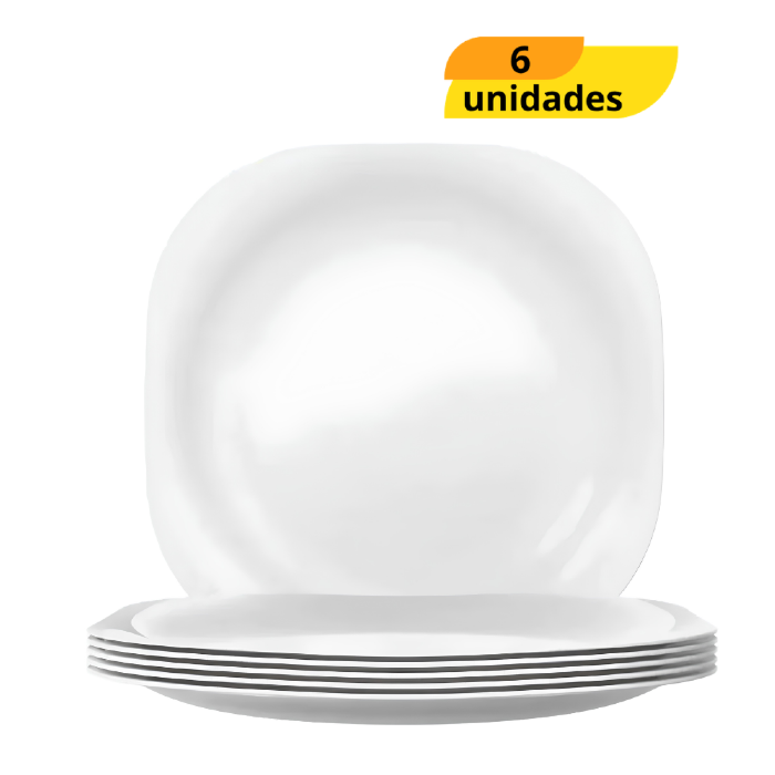 Prato Vidro Raso 27Cm Plaza Duralex Opaline Temperado Nadir - Cx 6 Unidades