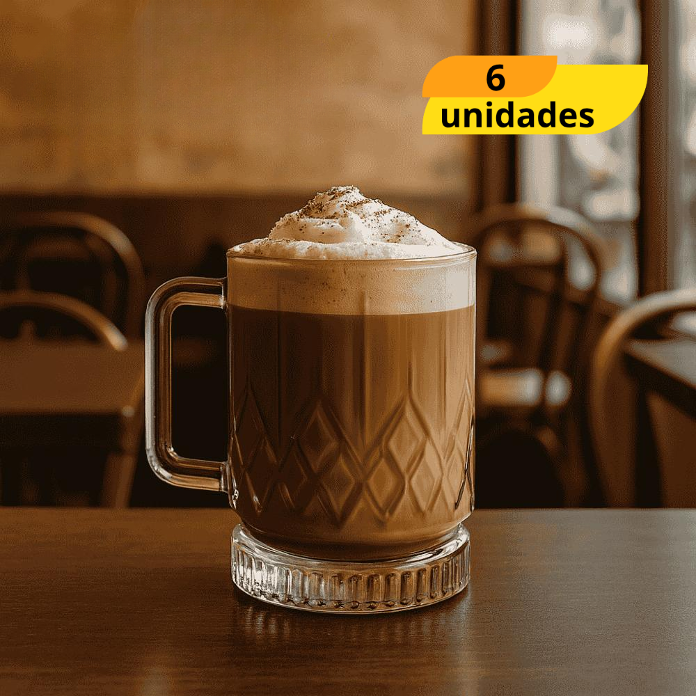 Caneca De Vidro Elusia Pirâmide 250Ml Inga - Cx 6 Unidades
