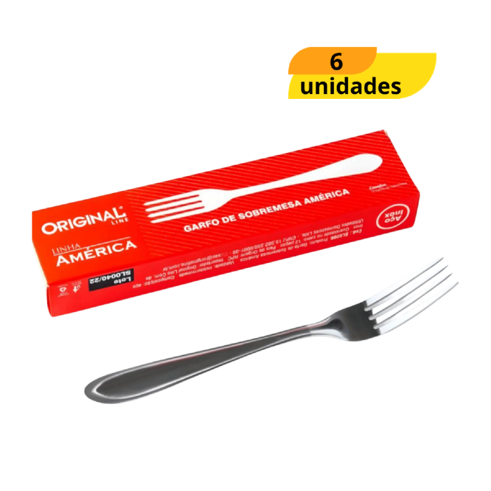 Garfo Sobremesa América - Cx 6 Unidades