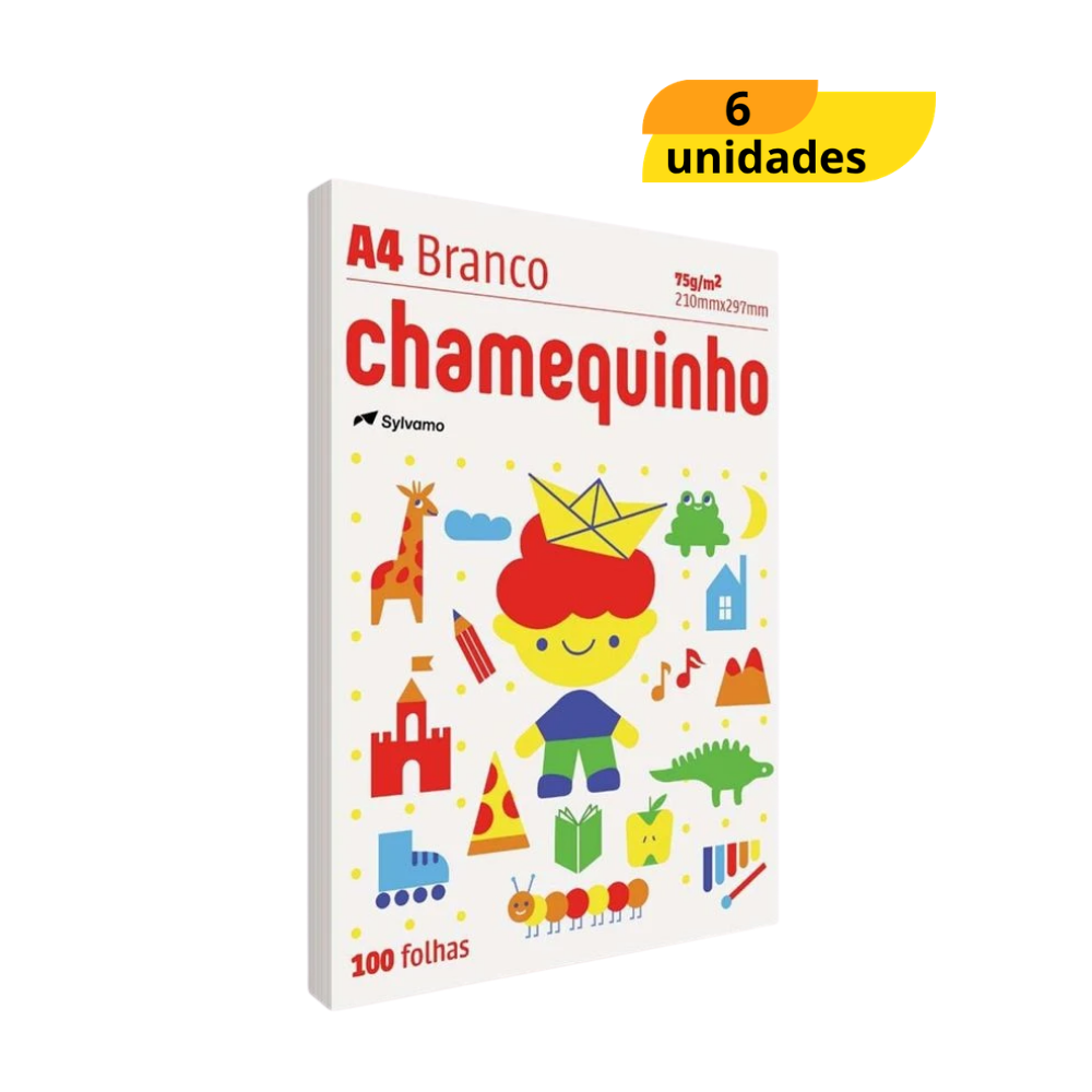 Papel Chamequinho A4 Branco 100Fls - Cx 6 Unidades