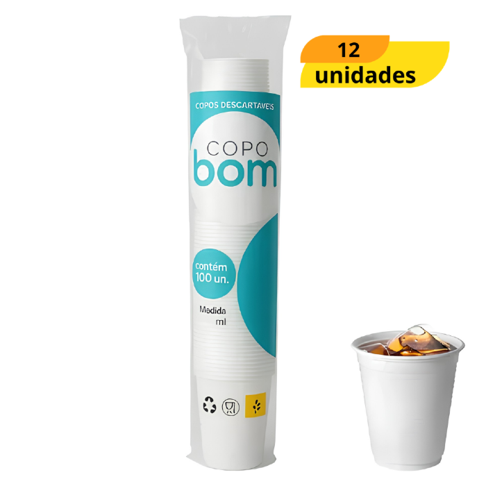 Copo Descartável Bco 200Ml C/100 Unidades- Cx 12 Unidades