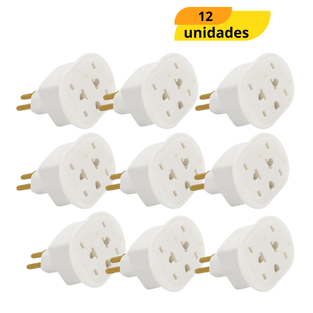 Pino Adaptador Tripolar Branco 2Pt 10A/250V Forlux  - Cx 12 Unidades