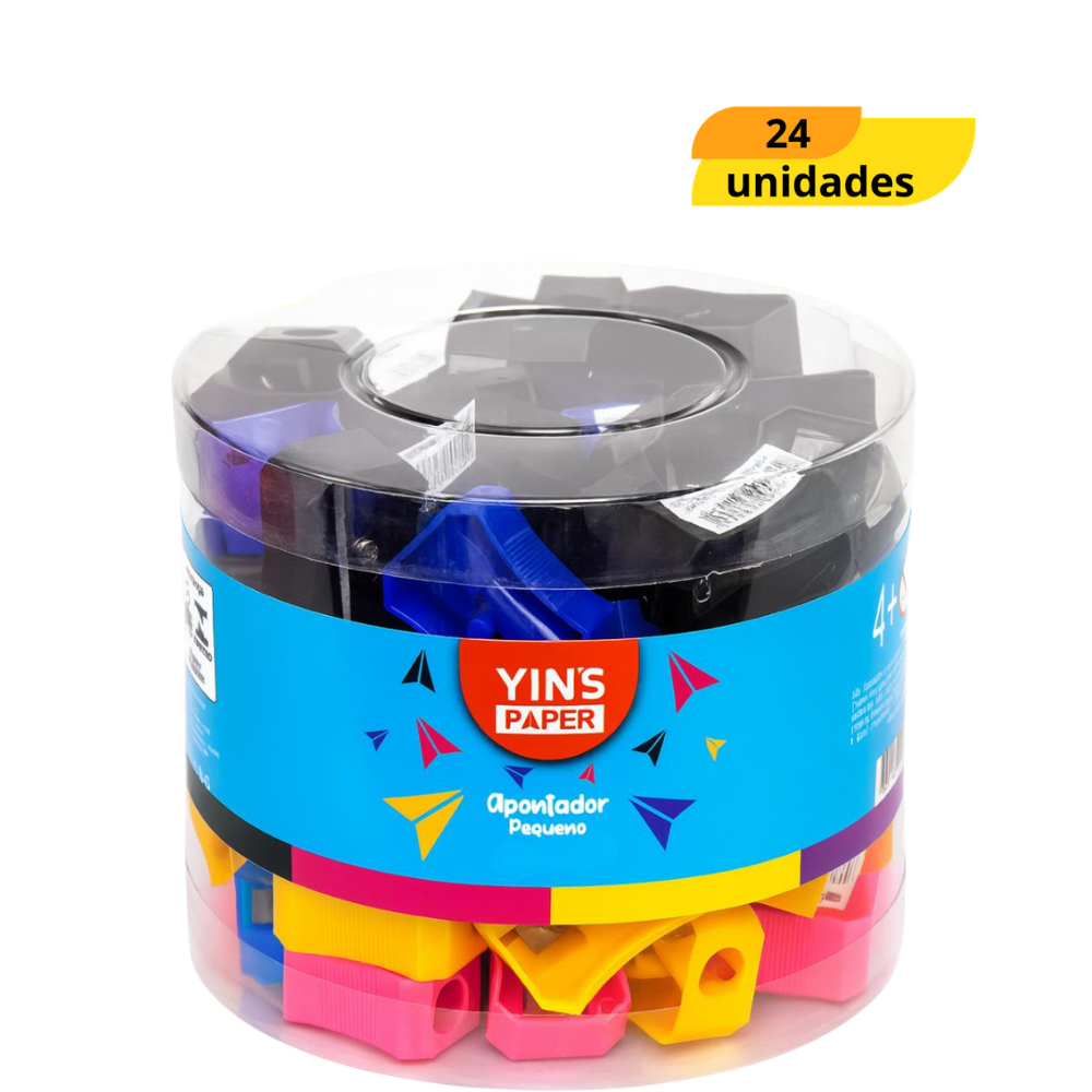 Apontador Plastico Sortido Yins - Cx 24 Unidades