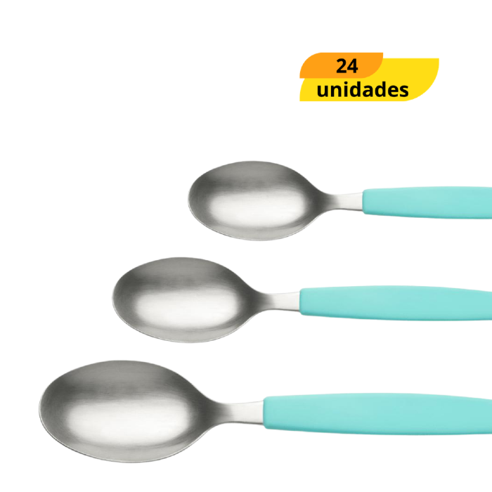 Colher de Chá Inox C/Cabo em Plast Chazak - Cx 24 Unidades