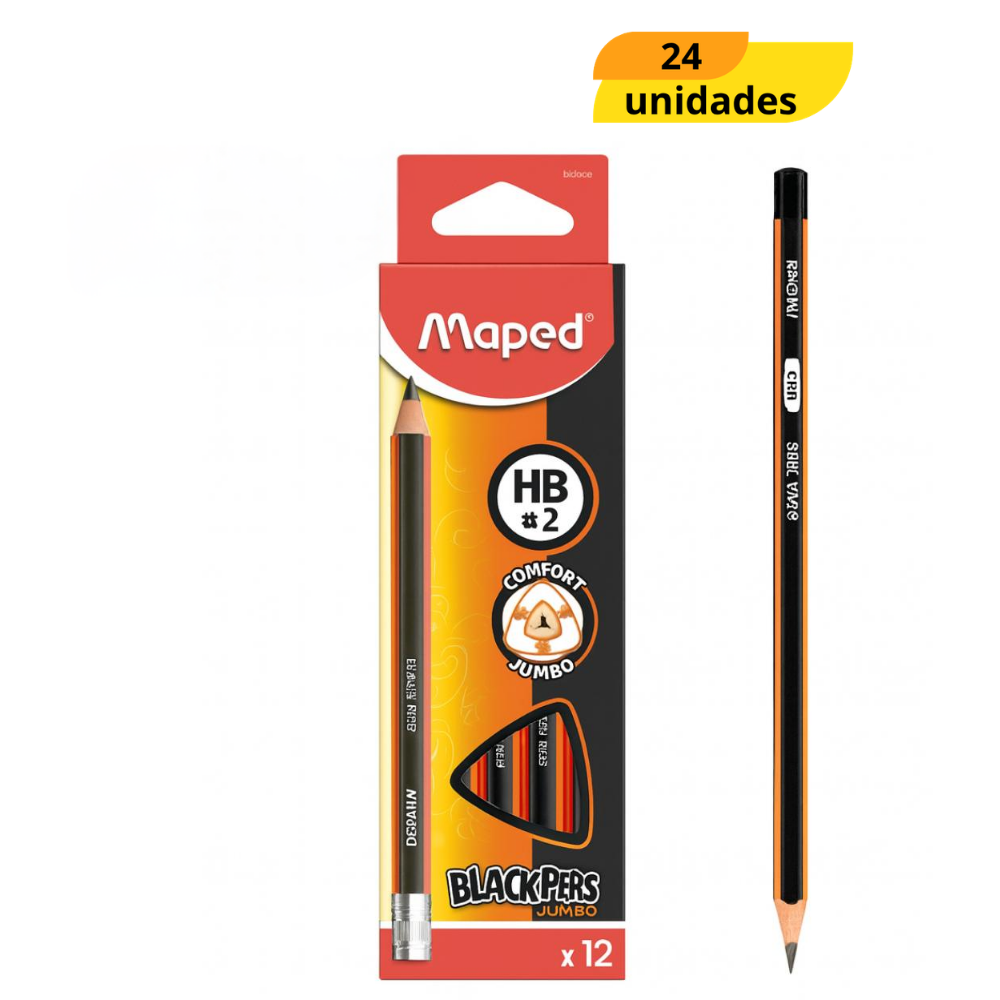 Lapis Grafite Hb Jumbo Blackpeps Maped - Cx 24 Unidades