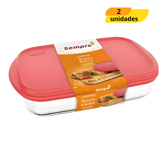 Assadeira Retangular Com Tampa 4L Nadir - Cx 2 Unidades