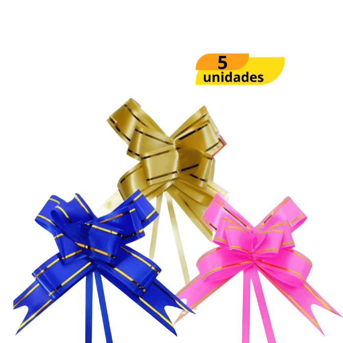 Laço Fácil C/Fio Dourado P 1,8X36Cm - Cx 5 Unidades
