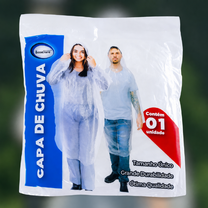 Capa de Chuva Plástica 114x96 cm com Capuz Interponte