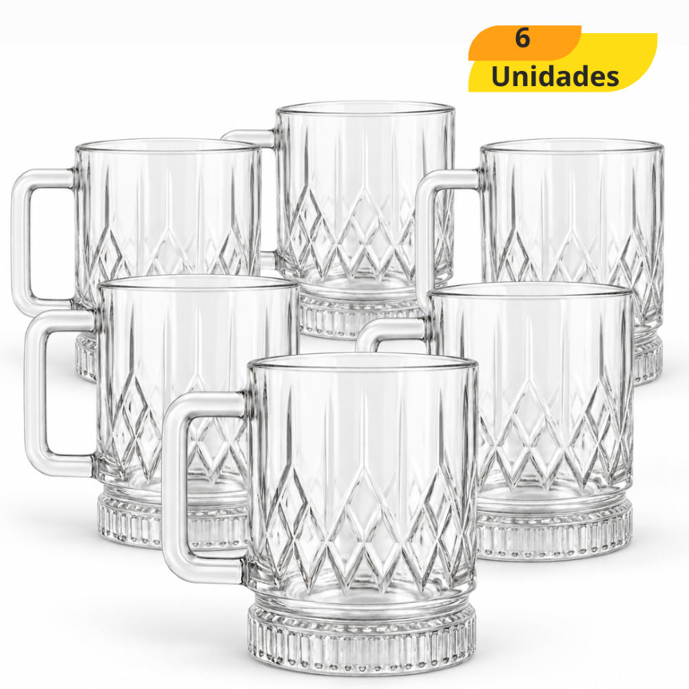 Caneca De Vidro Elusia Pirâmide 250Ml Inga - Cx 6 Unidades