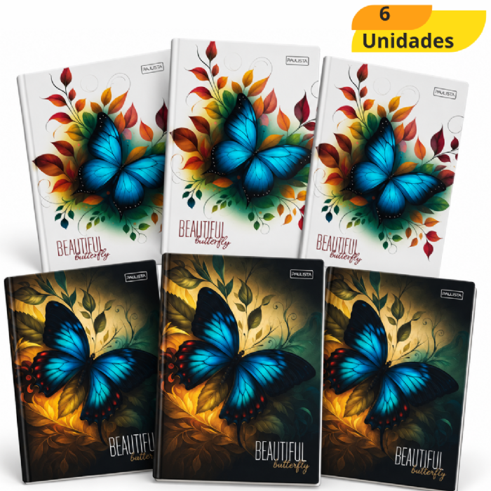 Caderno Brochura Cd Beautiful Butterfly Paulista - Cx 6 Unidades