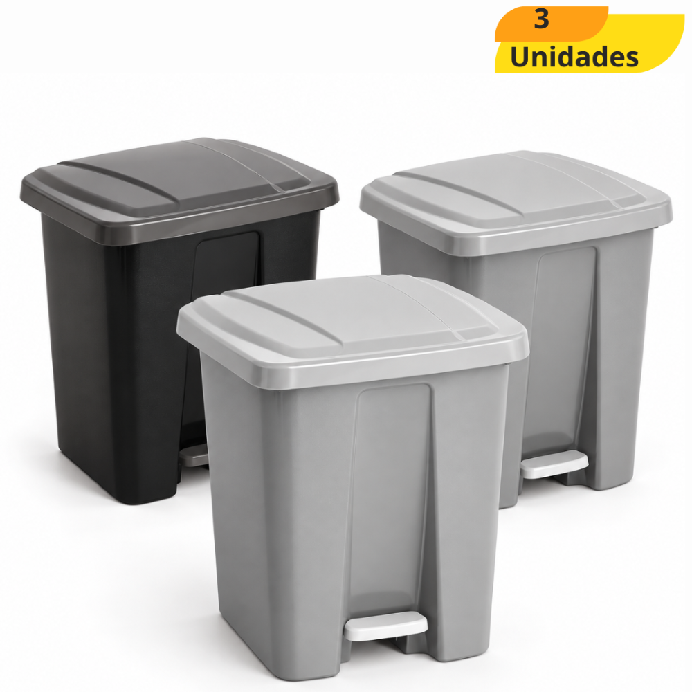 Lixeira Plus 15Lts C/Pedal Mb 0761 - Cx 3 Unidades