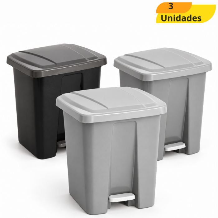 Lixeira Plus 15Lts C/Pedal Mb 0761 - Cx 3 Unidades