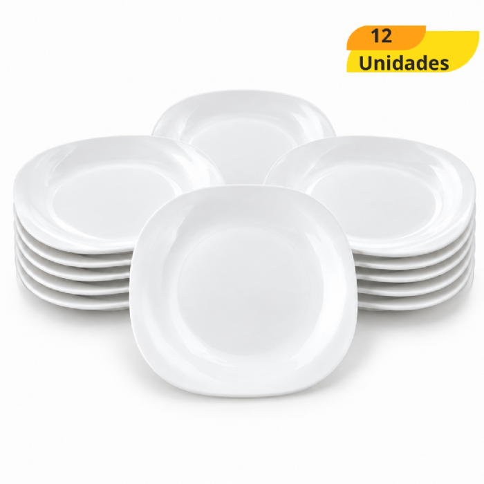 Prato Vidro Raso Plaza Duralex Opaline Temperado Nadir - Cx 12 Unidades