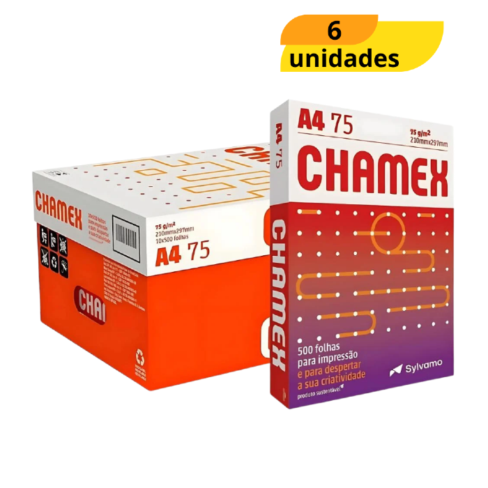 Papel Chamex Office A4 500Fls - Cx 6 Unidades