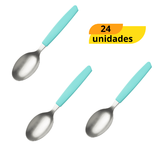 Colher de Chá Inox C/Cabo em Plast Chazak - Cx 24 Unidades