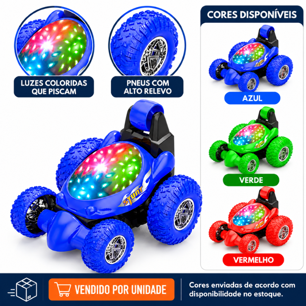 Carro Controle Remoto Sem Fio Mini Crazy 360º com Luz DM Toys
