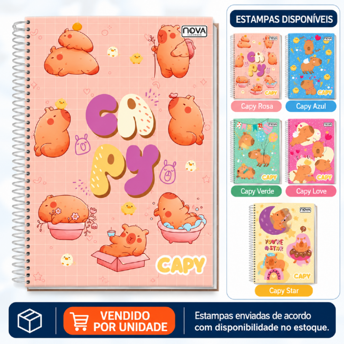 Caderno Universitário Espiral Capa Dura 1M Capy Multi