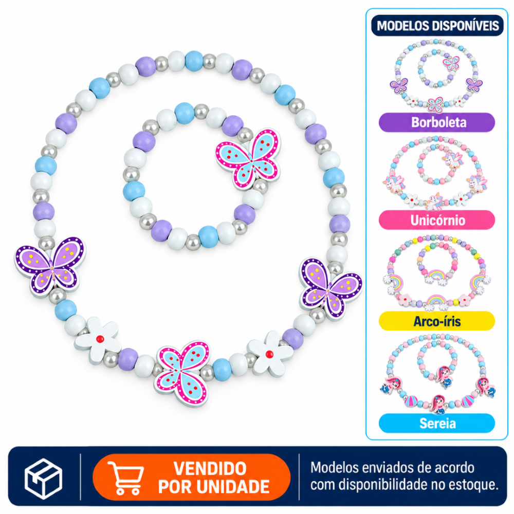 Kit Pulseira e Colar Infantil DM Beauty DM Brasil