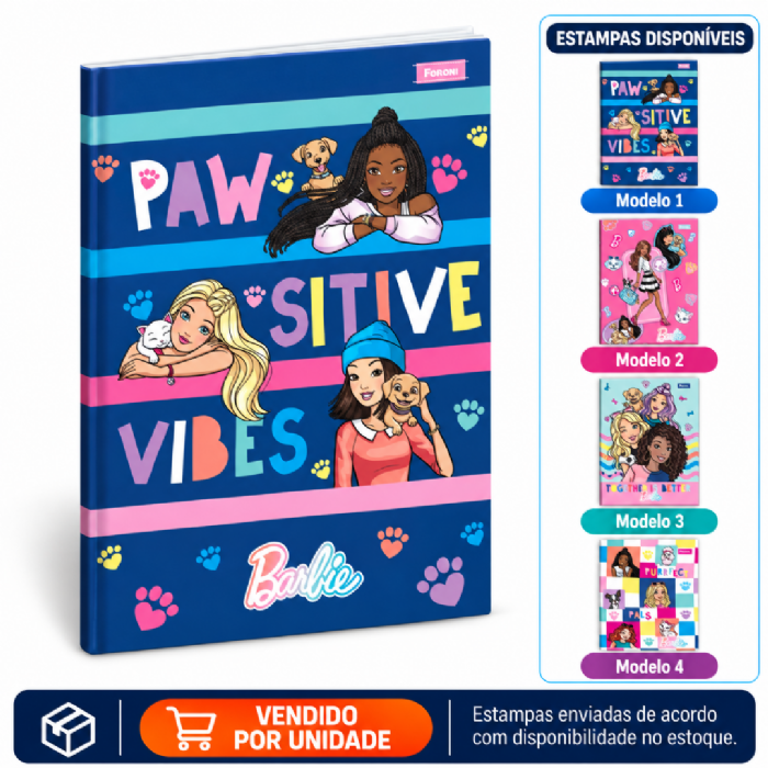 Caderno Brochura Capa Dura 80 Folhas Barbie Foroni