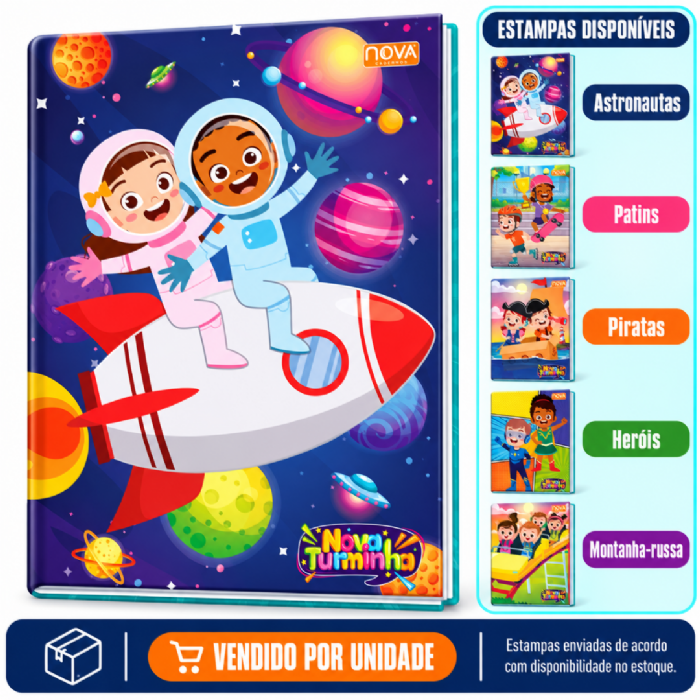 Caderno 1/4 Costurado 96 Folhas Nova Turminha Multi