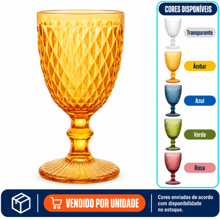 Taça De Vidro Safira Colorida 310Ml Chazak