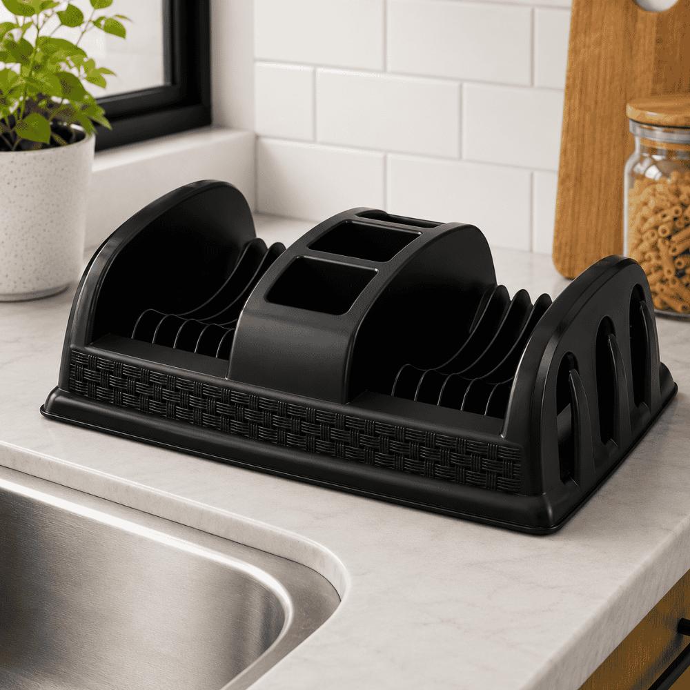 Escorredor de Pratos Preto Compacto Nitron