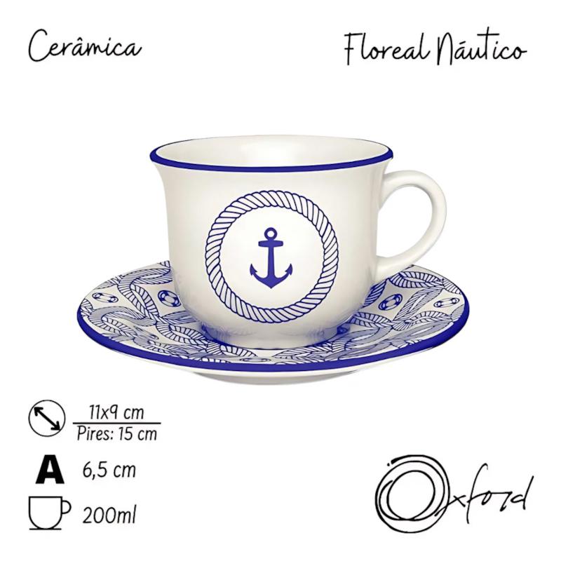 Xicara De Cha C/Pires 200Ml 15Cm Nautico Oxford