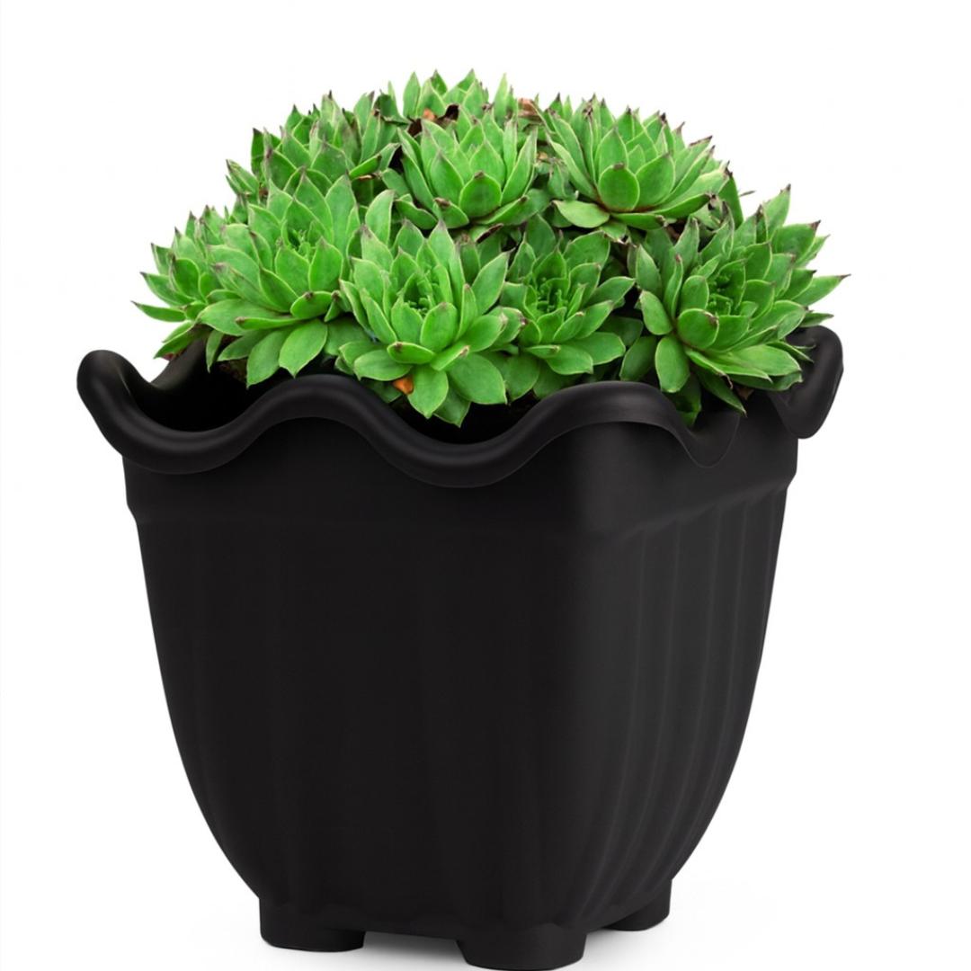 Vaso Flor Qd Grande Preto Injeplastec