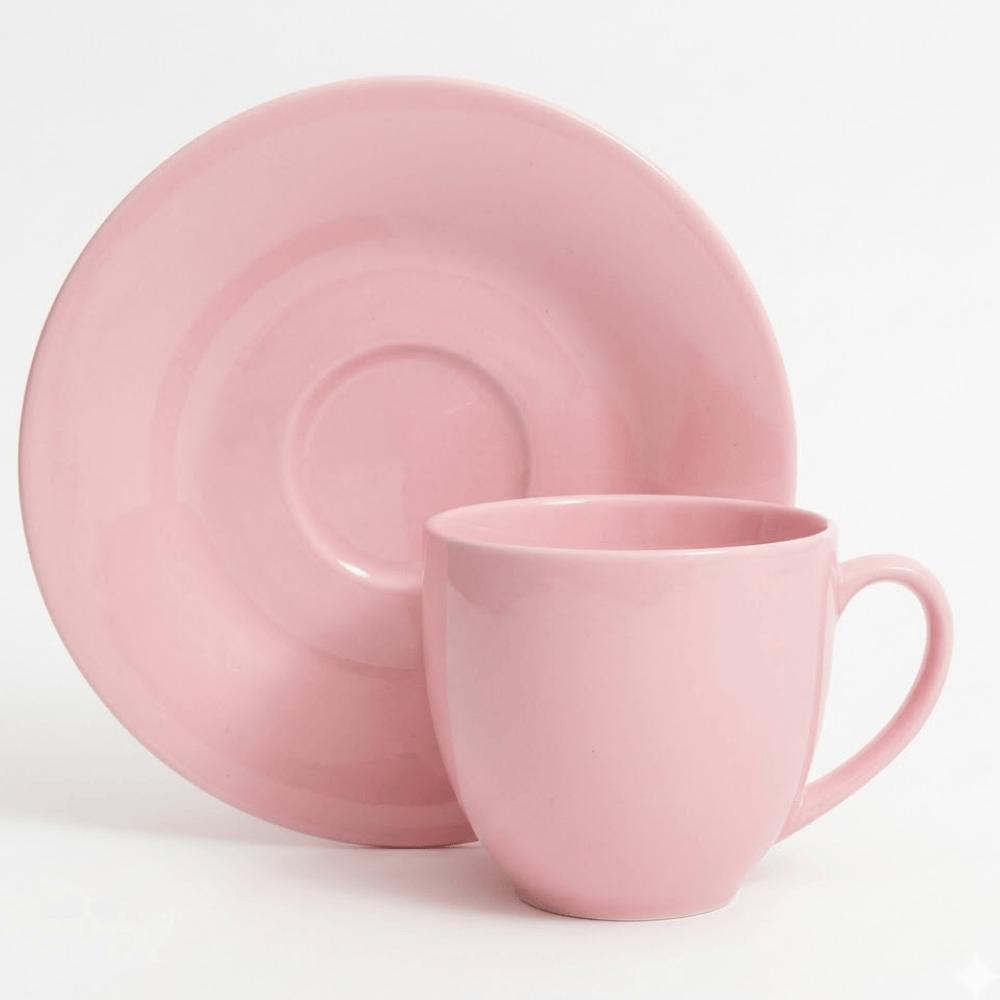 Xícara De Chá Com Pires 170Ml Rosa Rr