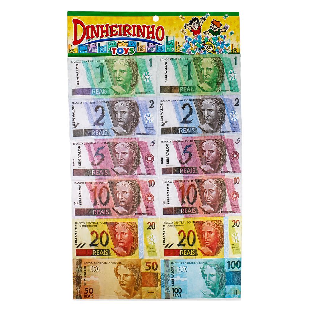 Dinheirinho para Brincar com 66 Cédulas Mini Toys