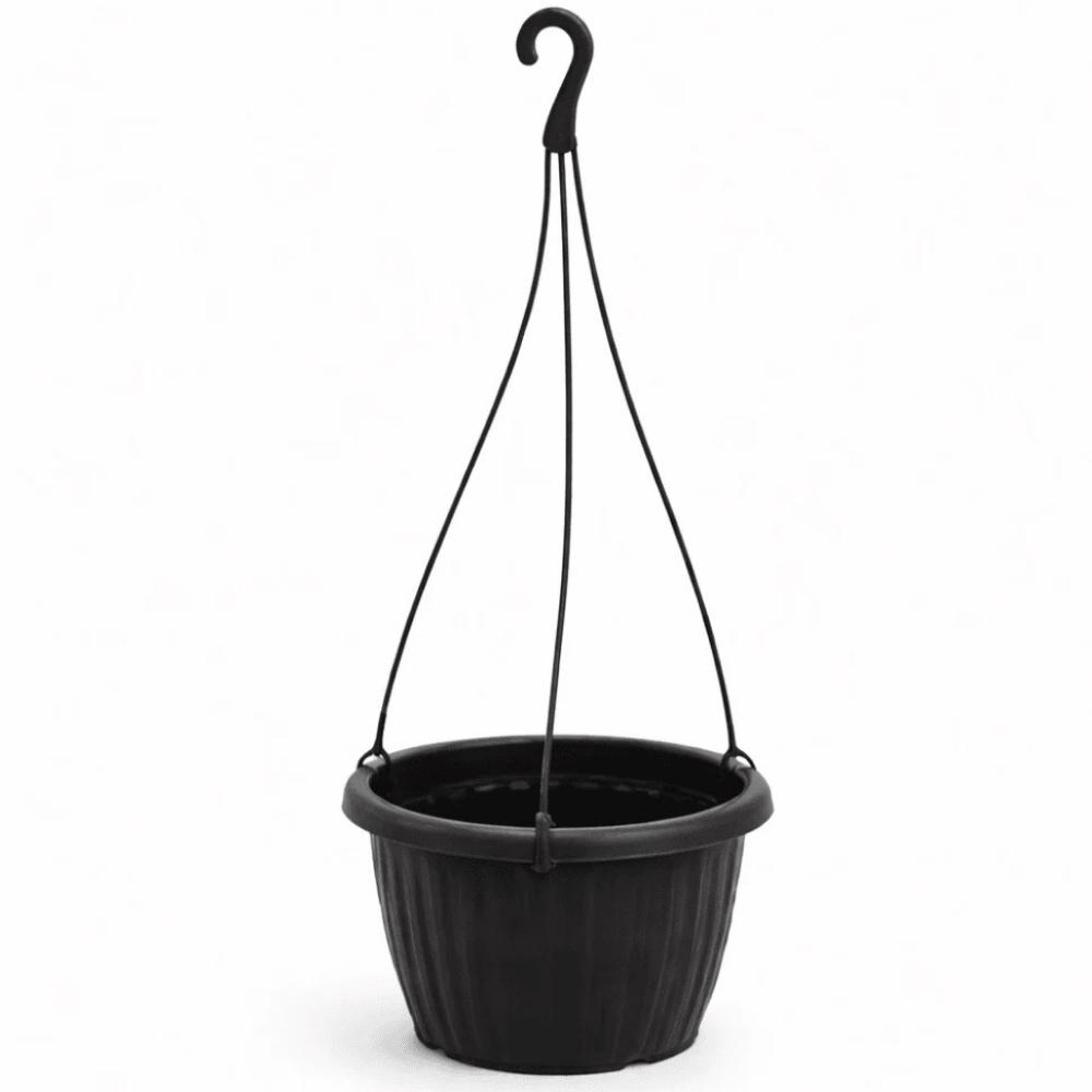Vaso Redondo Canelado Preto com Alça 1,2L Ercaplast