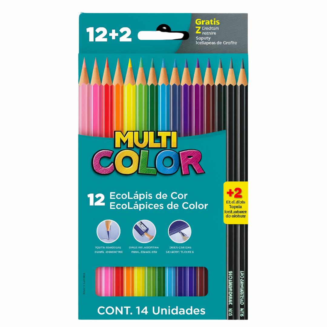 Multicolor Supert 12 Cores + 2 Lápis Grafite Faber