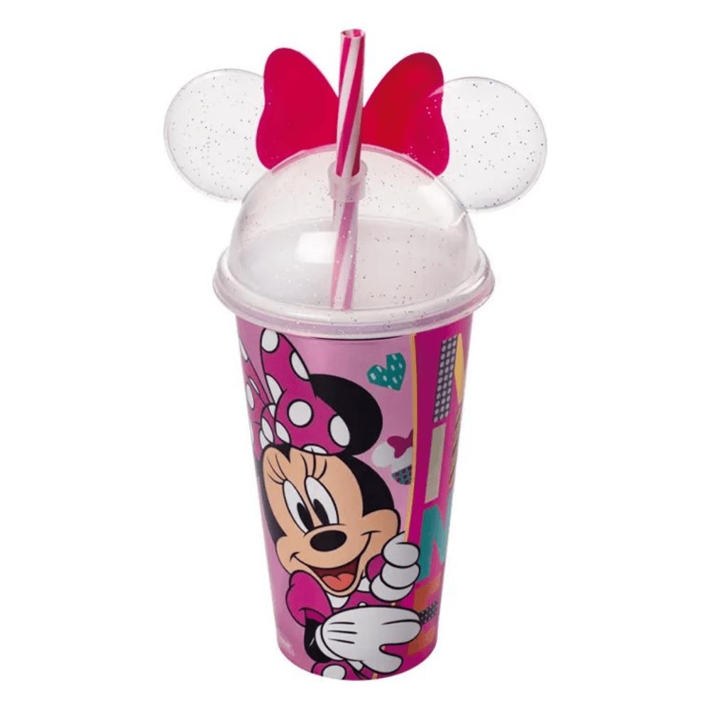 Copo Com Tampa E Canudo Orelha Minnie 500Ml Plasutil