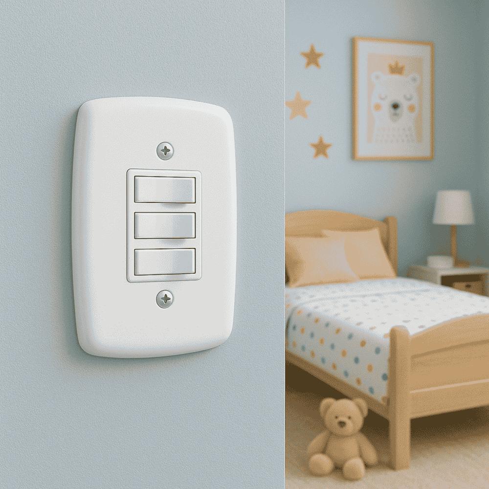 Interruptor 3 Teclas Branco Com Placa Pluzie