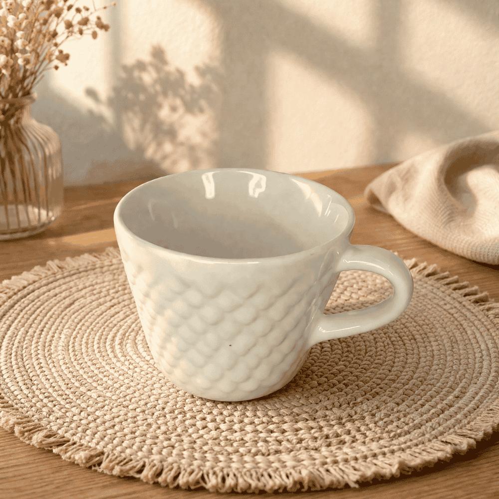 Xicara Café Relevo Branca 65ml Horacilio