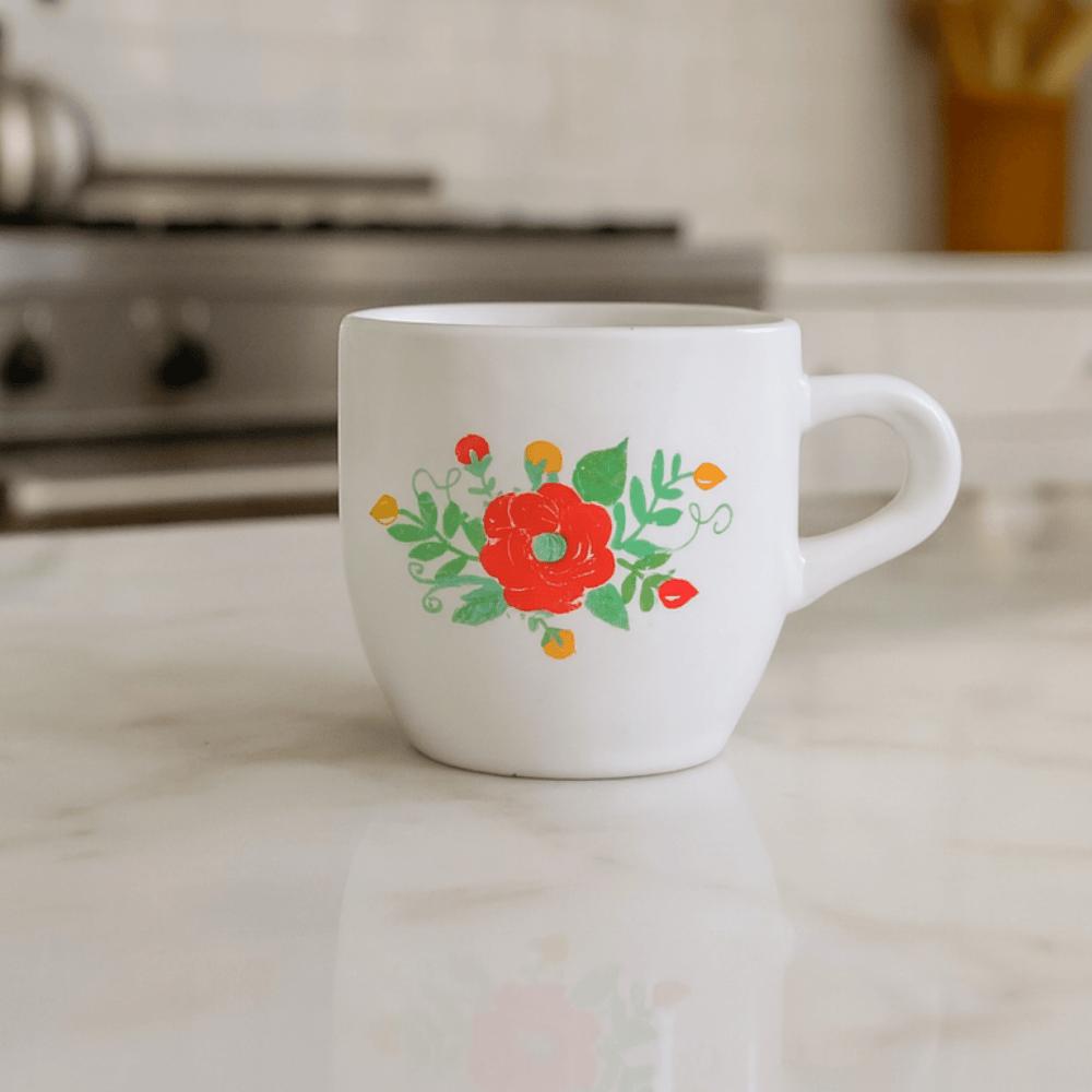 Xícara Café Lisa Branca Dec 50 ml Flor