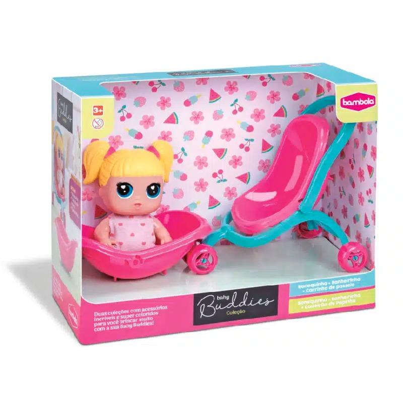 Boneca Com Carrinho E Banheira