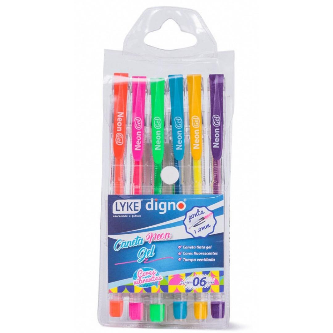 Caneta Gel Neon 1,0Mm 6Cores Lyke