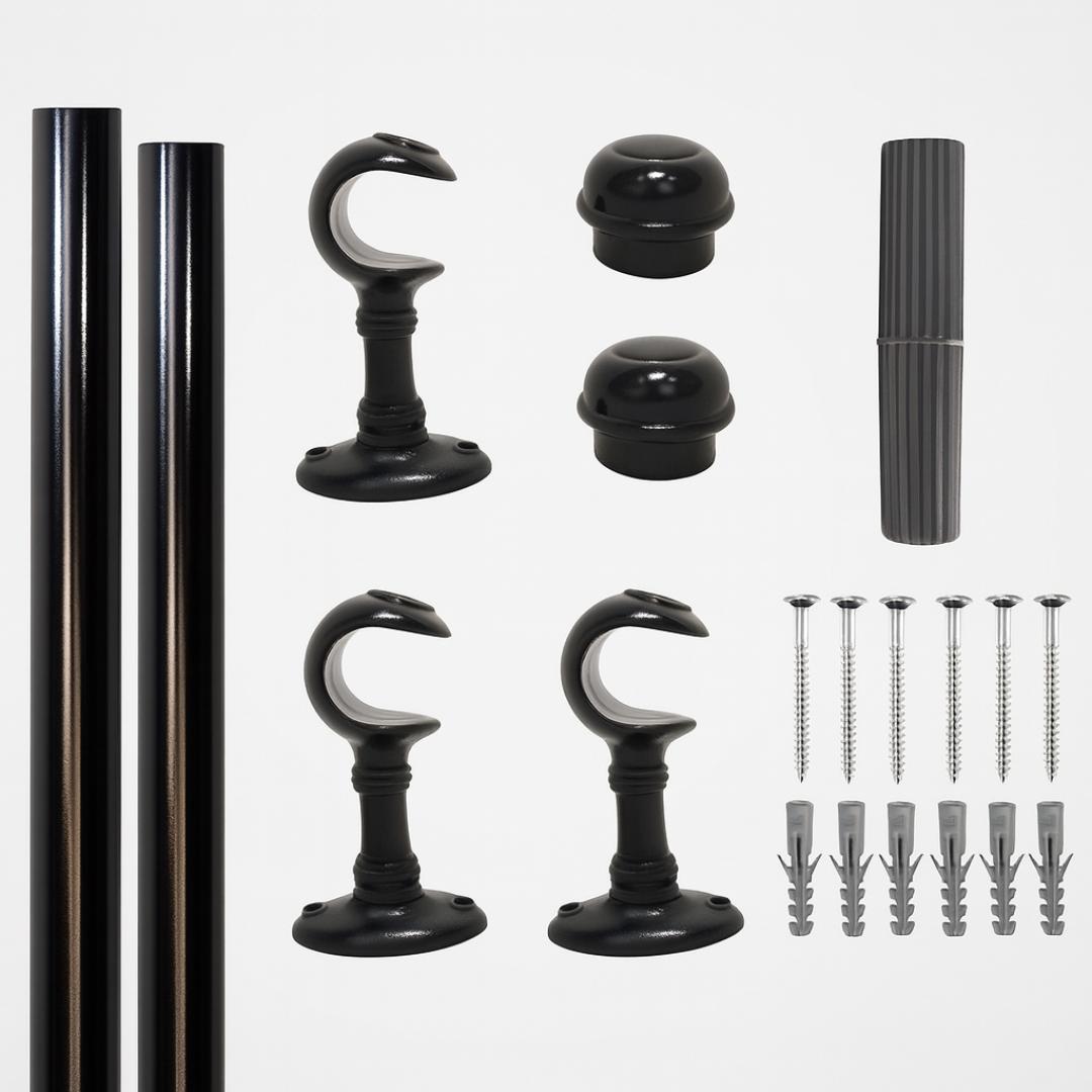 Kit Varão Com Junção 19Mm Preto Chroma