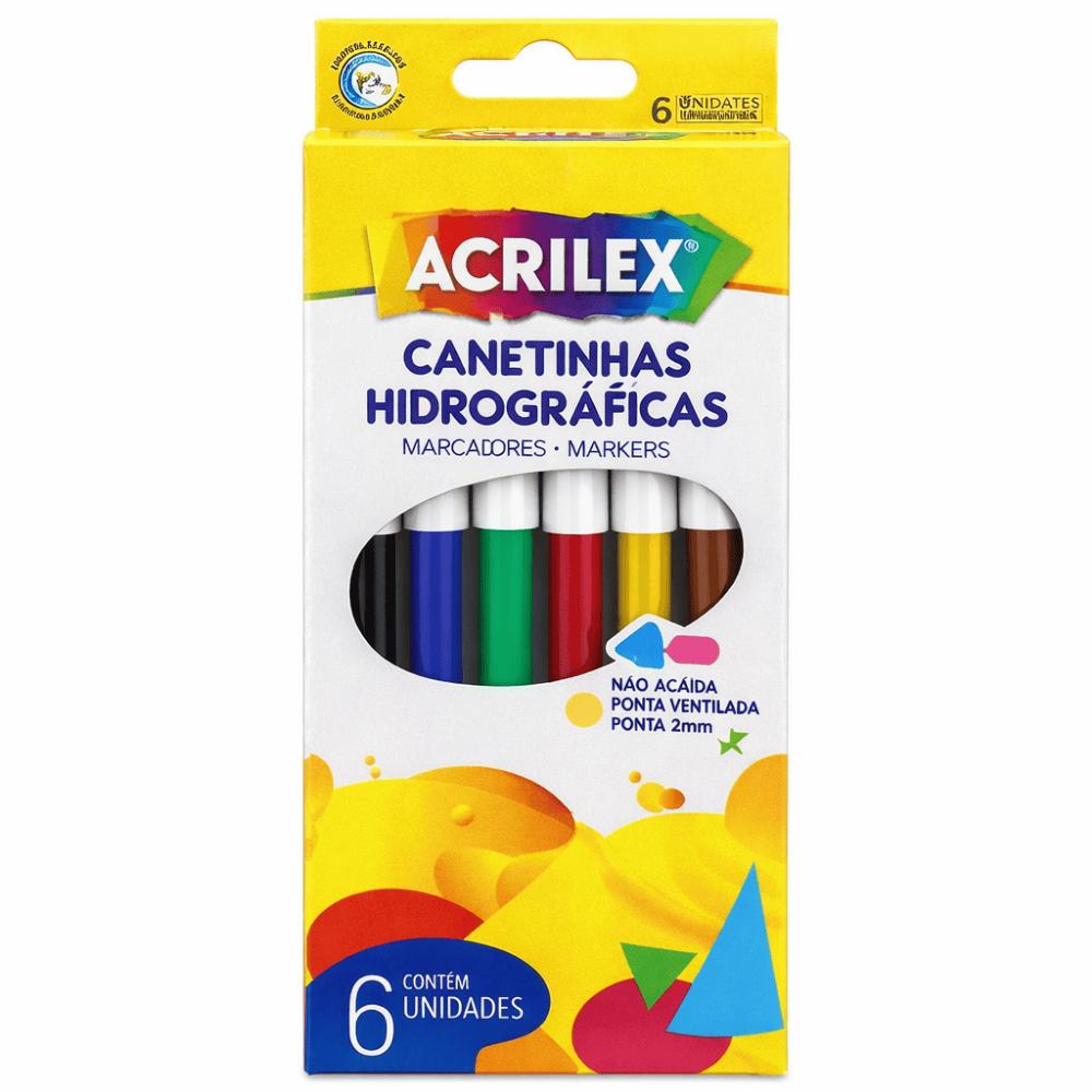 Canetinha Hidrografica 06 Cores Acrilex