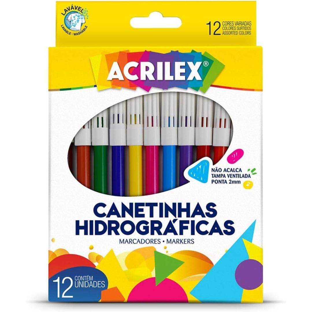 Canetinha Hidrográfica 12 Cores Acrilex