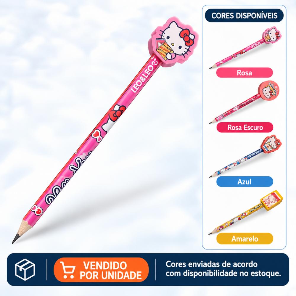 Lápis HB com Borracha Hello Kitty Leo e Leo