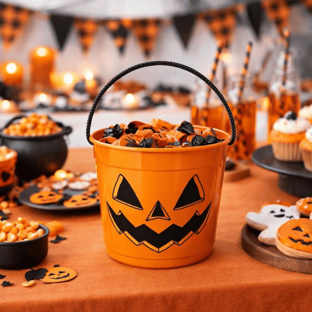 Baldinho C/Alça Cordão Halloween Laranja 1Lt